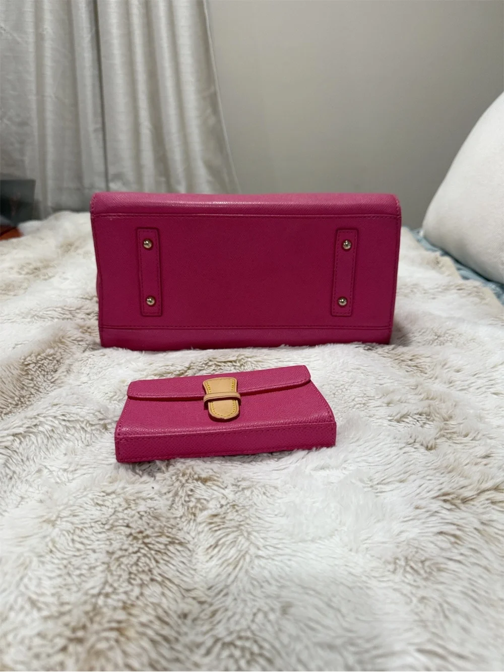 Dooney & Bourke PINK Tote with Tan Leather Handles & matching wallet.